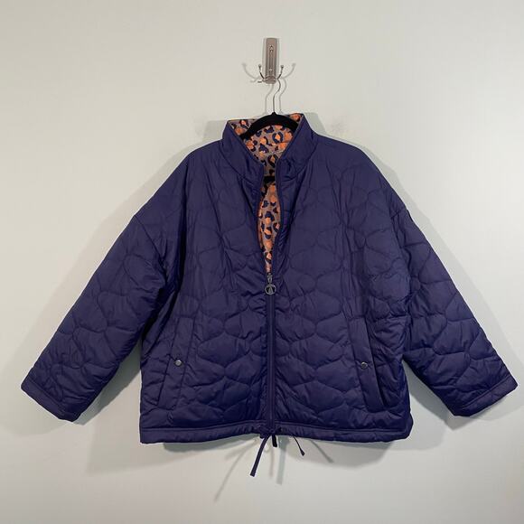 Barbour Women Navy Reversible Apia Full Zip Quilted Jacket Size 14 - Picture 1 of 11